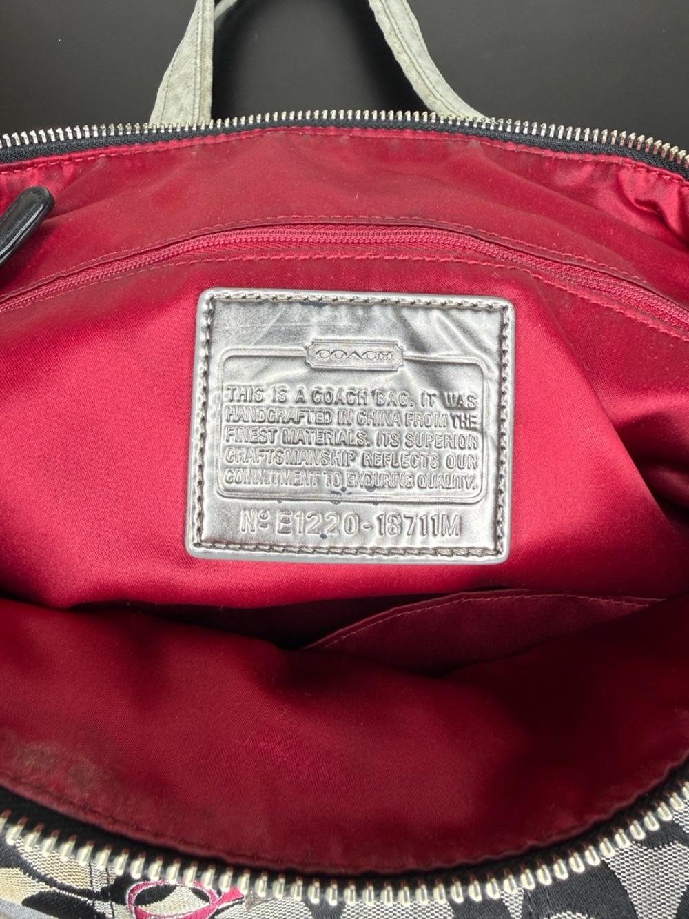 Coach Poppy Signature Tote with Red Patent Coach Wallet - Picture 11 of 12